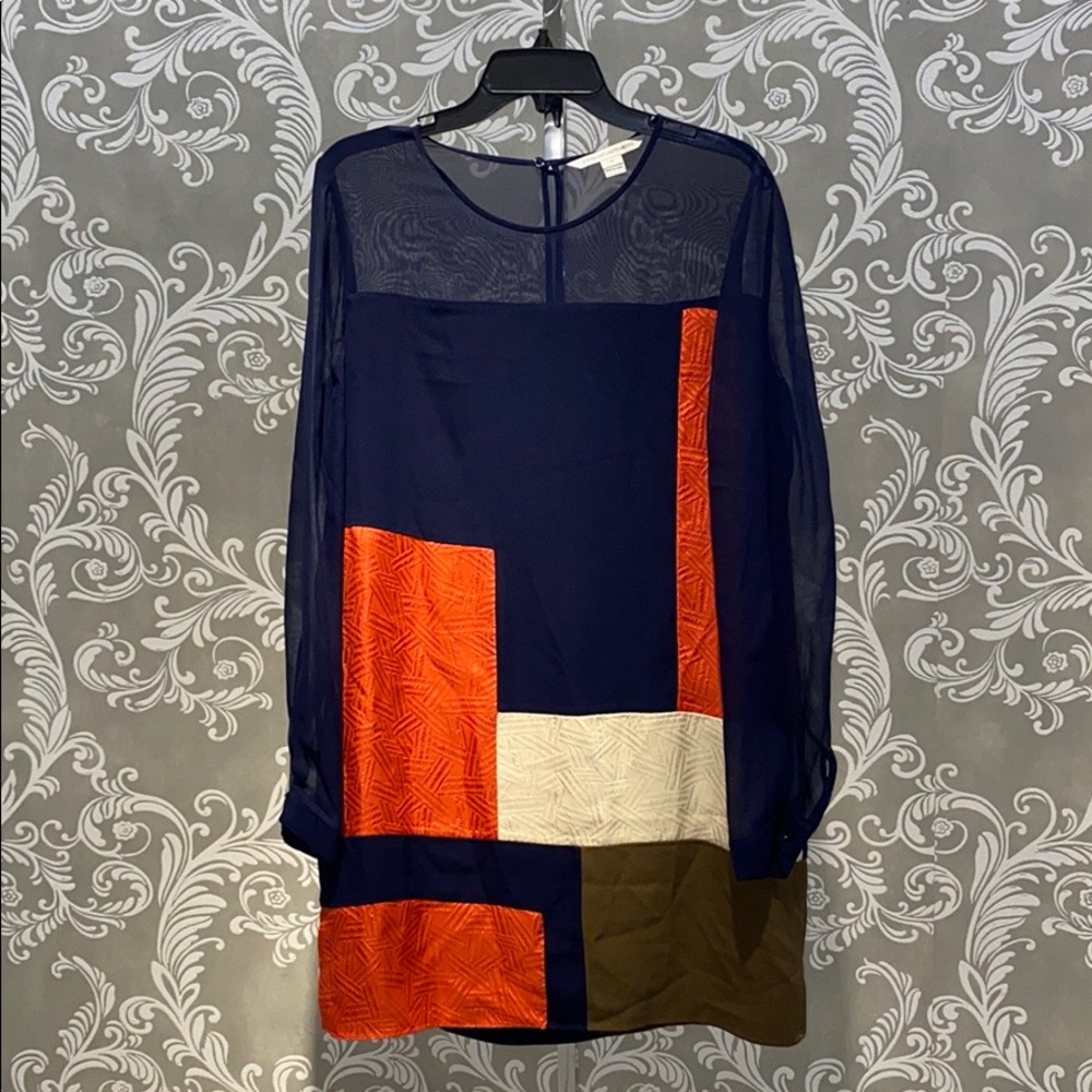 DVF Navy Asymmetrical Dress